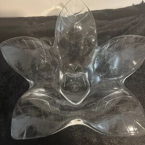 Grainware Clear Lucite Silite Flower Salad Fruit Serving Bowl Dish MCM Vtg